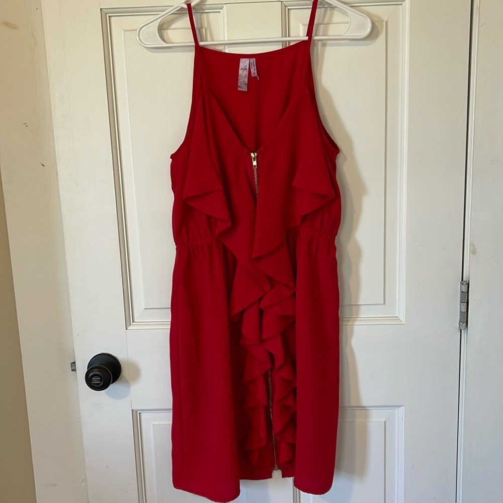 Women’s L front zip red dress